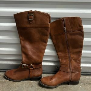 Woman’s brown leather boots